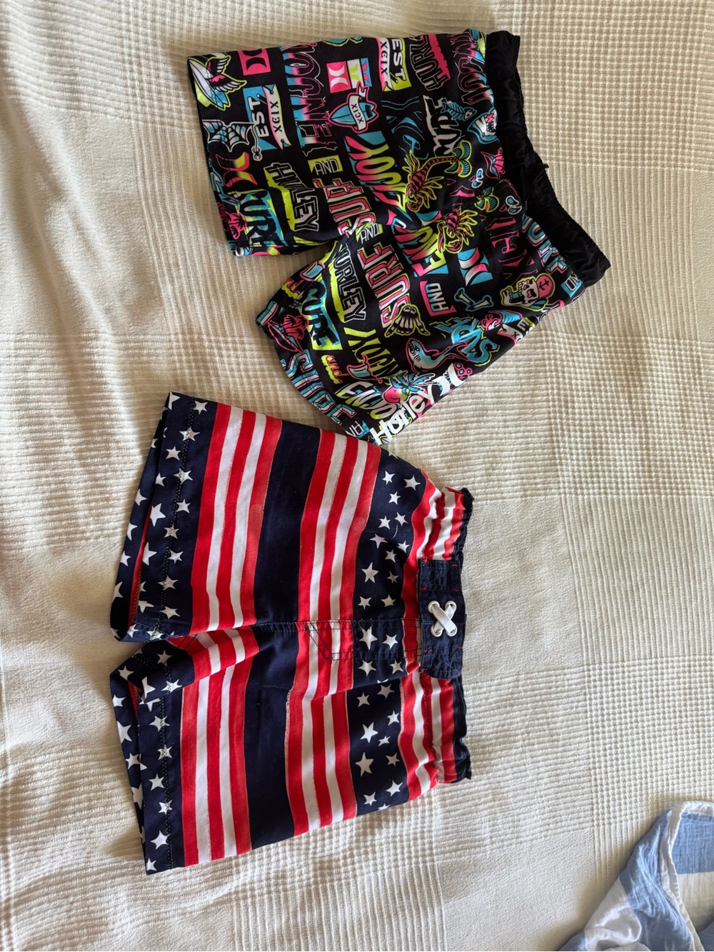 Hurley Boys' Patterned & Stars Swim Shorts - Red, White, Blue, Black, Neon